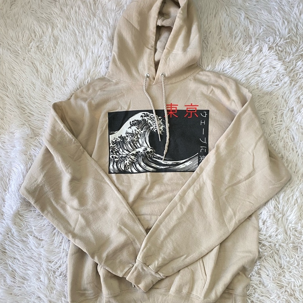 Beige Hoodie with Graphic Print